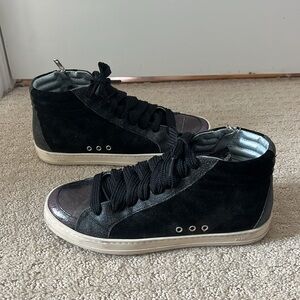 P448 Black and Silver High-Top Sneakers